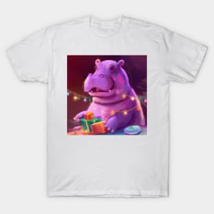 Cute Hippopotamus Drawing T-Shirt